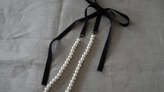 コットンパールとグログランリボンのネックレスをハンドメイド【手順付き】