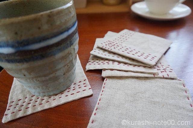リネンの風合いを活かした手縫いのコースターの作り方 本返し縫いのしかた 暮らしの音 Kurashi Note