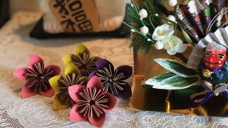 折り紙で作る桜のオブジェ|お正月の飾りにも