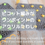 ピコット編みがワンポイントのアクリルたわし