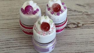 ペットボトルのキャップでミニ容器|紙ねんどでケーキのデコ