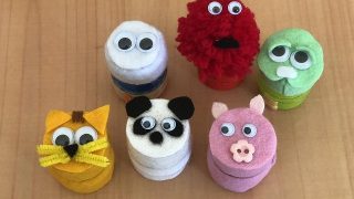 ペットボトルのキャップでミニ容器|フェルトと目玉シールで作るアニマル