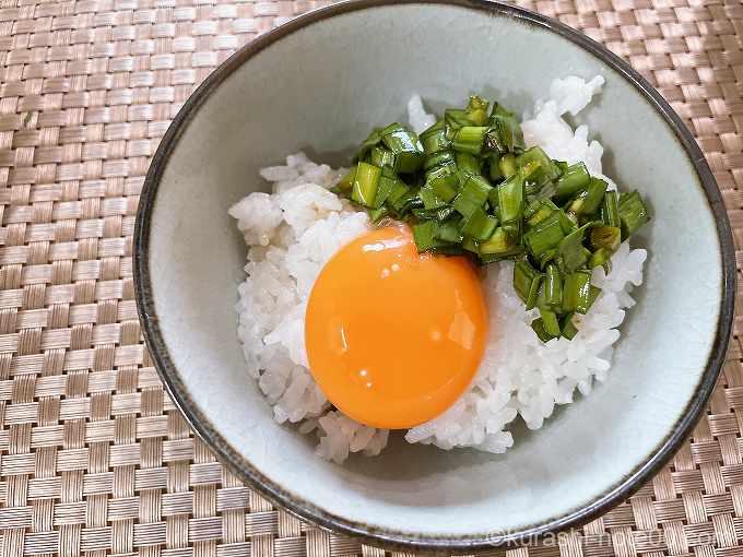 ニラ醤油卵かけご飯