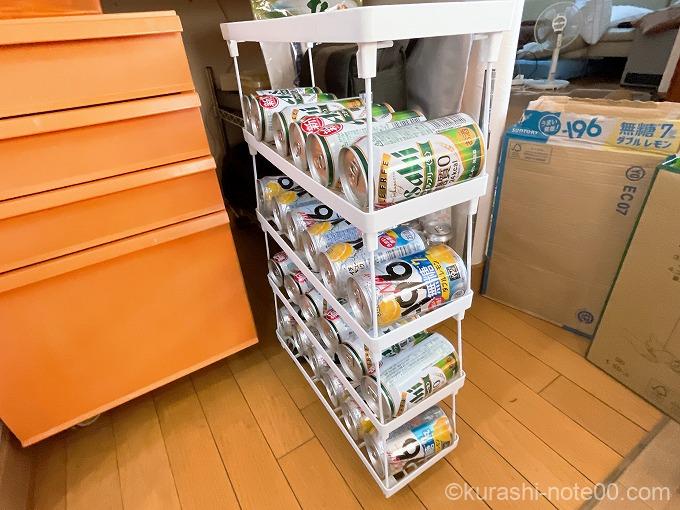 積み重ね整理棚で缶ビールケース